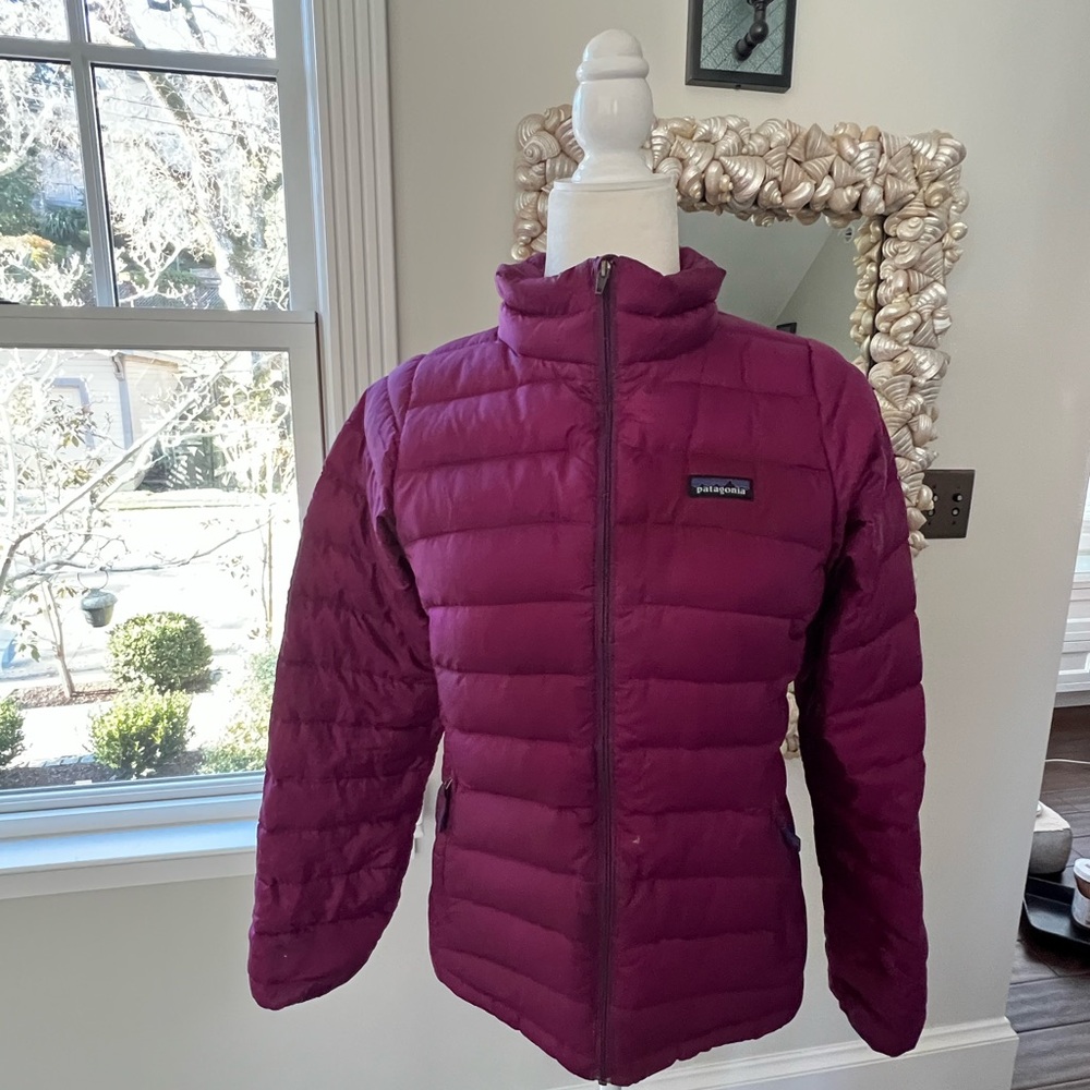 Patagonia Puffer Jacket - Kids' Size XL (14) - Thick duck down - Plum